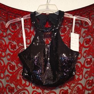 Envious Couture Sequin Black top Size 10